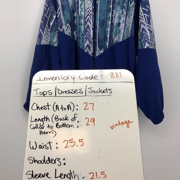 VINTAGE 1980s cobalt blue printed windbreaker jacket by Shamrock unisex XL - Picture 14 of 16